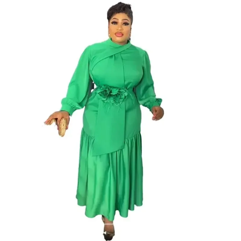 

2023 Fashion Plus Size African Party Dresses for Women Dashiki Ankara Evening Gowns Elegant Muslim Maxi Dress African Clothing