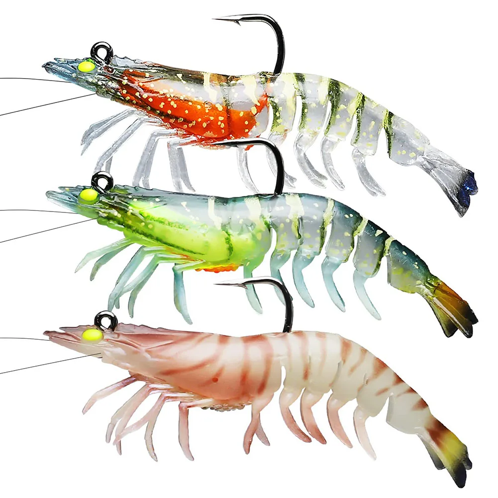 

TRUSCEND Luya Soft Bait 3pcs Luminous Shrimp Bionic Fake Bait Bass Trout Octopus Fishing Lures Outdoor Fishing Accessories