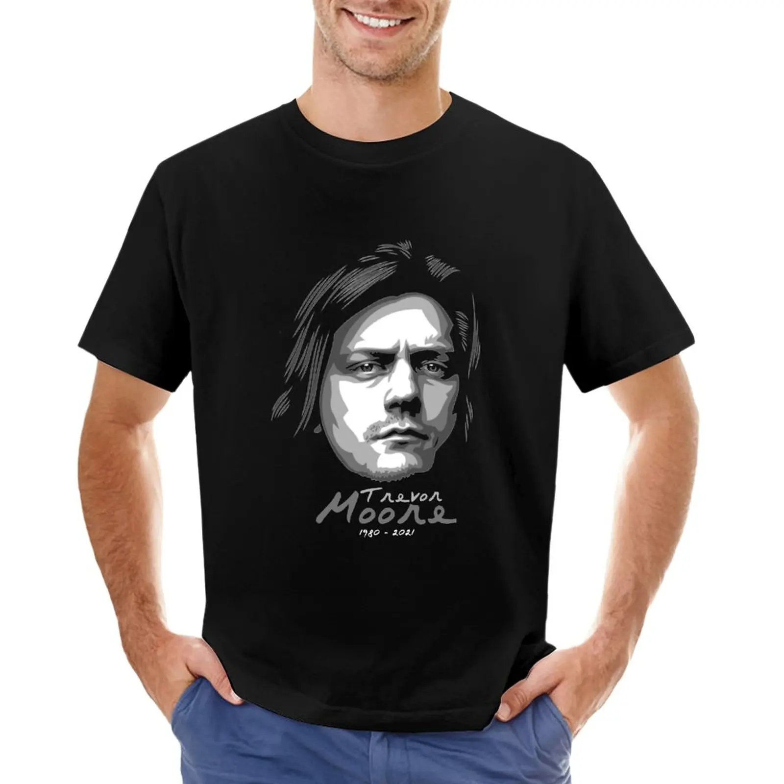 

TREVOR MOORE Essential Classic T-Shirt for a boy blacks quick drying tees Short sleeve tee men