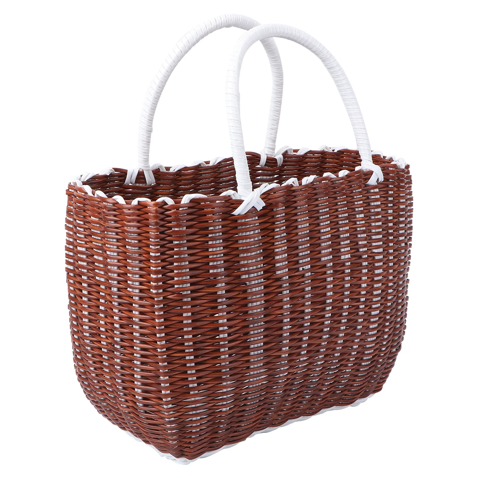 Plastic Basket Portable Shopping Beach Tote Handbag Storage Household Gift Miss Straw