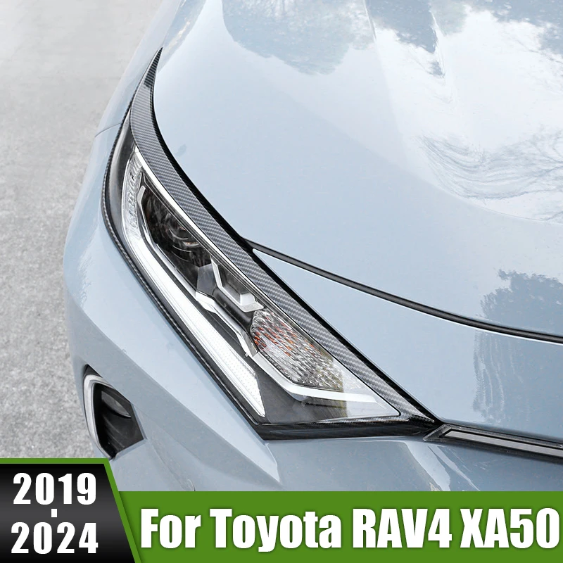

For Toyota RAV4 XA50 2019 2020 2021 2022 2023 2024 RAV 4 Hybrid Car Front Headlight Cover Light Eyebrow Strips Frame Trim Sticke