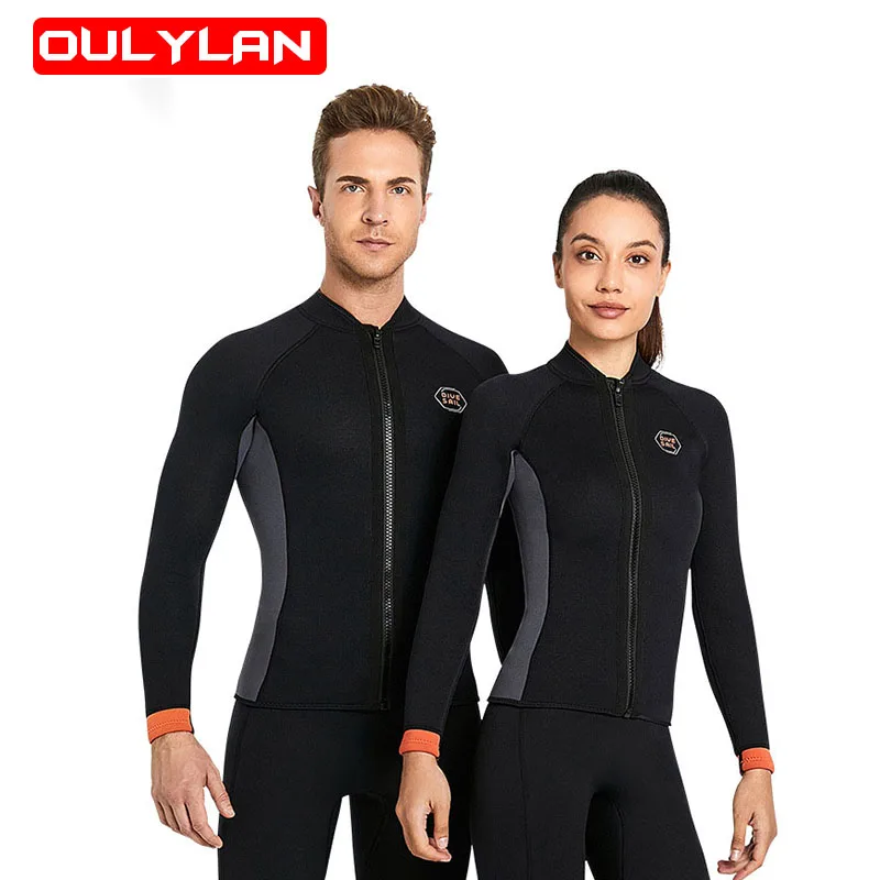 

Oulylan 3mm Neoprene Wetsuit Men Women Pant Top Surf Suit Scuba Diving Jacket Kitesurf Swimwear Spearfishing Freediving