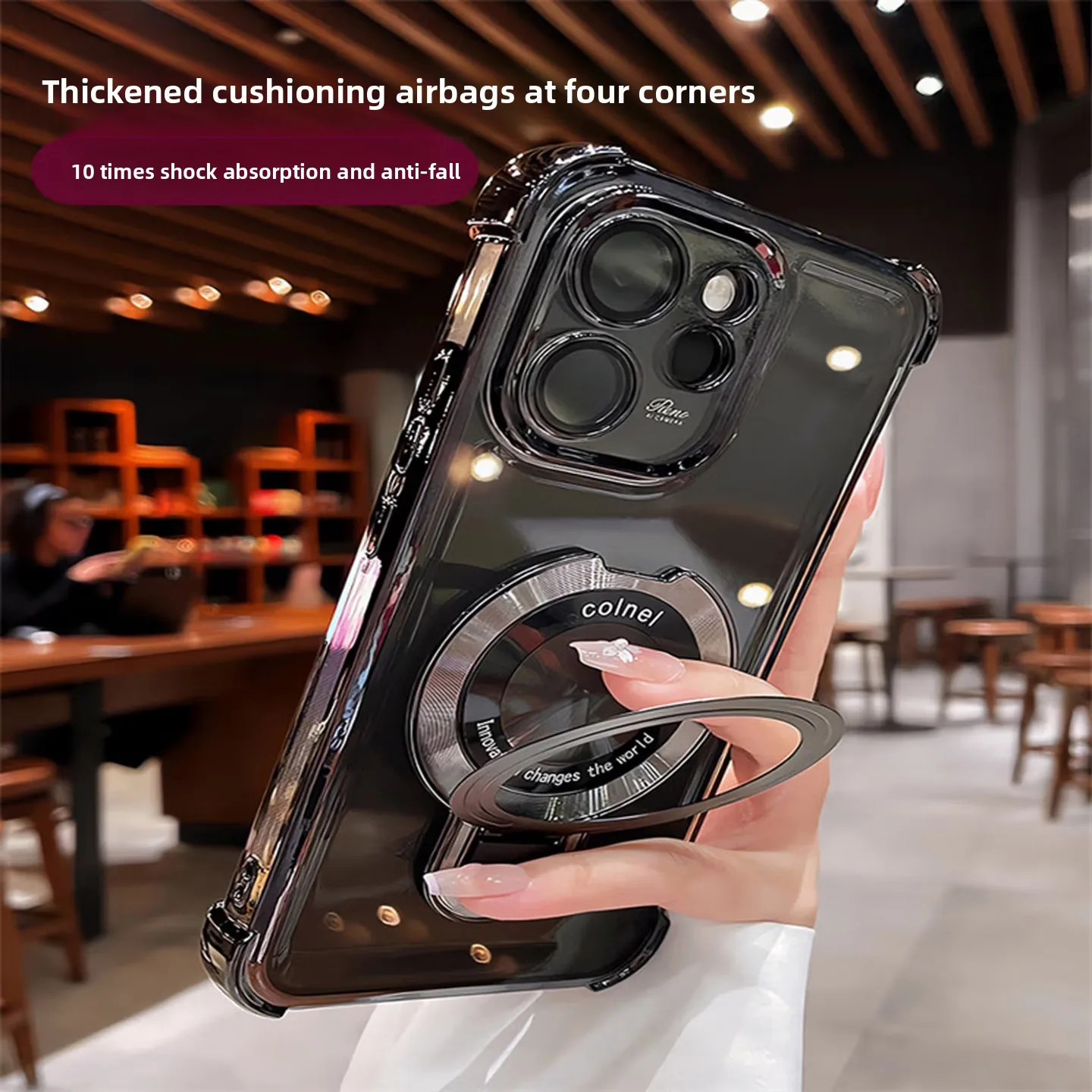 Electroplated Transparent Magnetic TPU Phone Case with Lens Film Protection