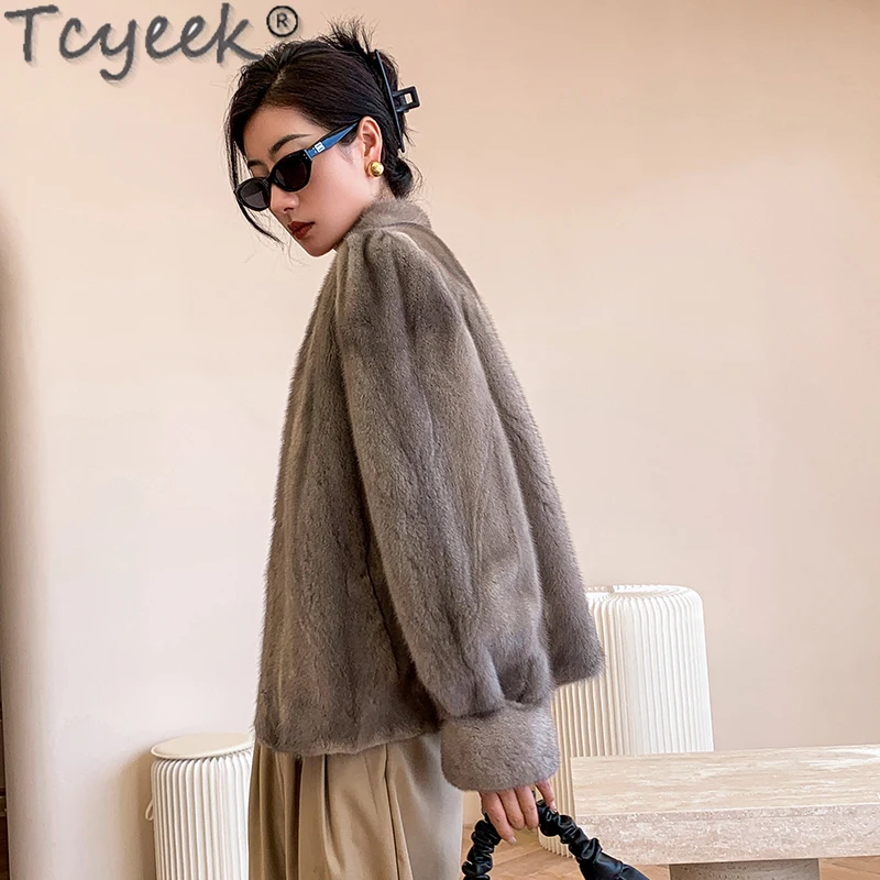 Tcyeek Cappotti Di Pelliccia Di Visone Naturale Giacca Di Pelliccia Da Donna Invernale 2023 Elegante Cappotto Di Pelliccia Reale Di Visone Intero Per 