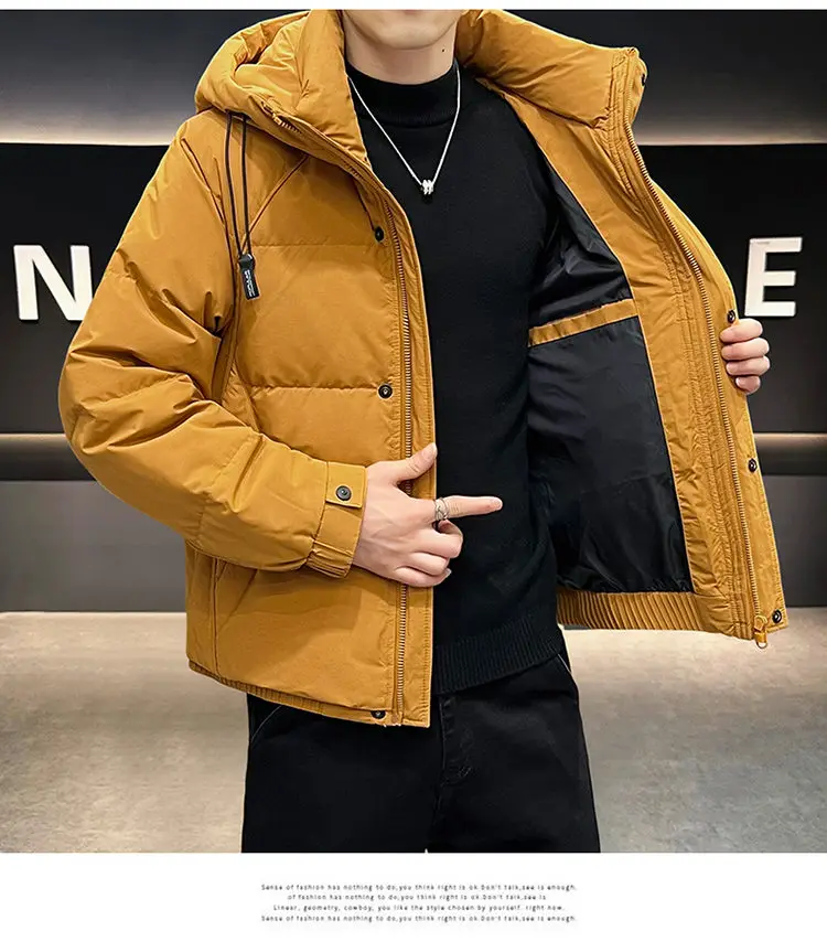 Einfarbige Herren-Entendaunenjacken mit Kapuze, 2025, Winter, winddicht, warm, Top, Puffermäntel, Oberbekleidung, verdickte, gepolsterte Parkas-Kleidung – Detail 13
