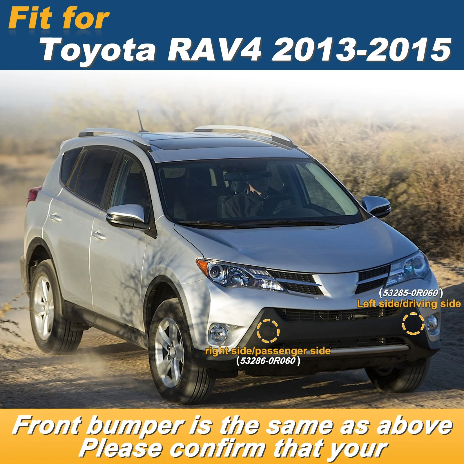 도요타 RAV4 2013-2015 프론트 범퍼 견인 고리 커버 캡 세트 좌우 부품 53286-0R060 53285-0R060