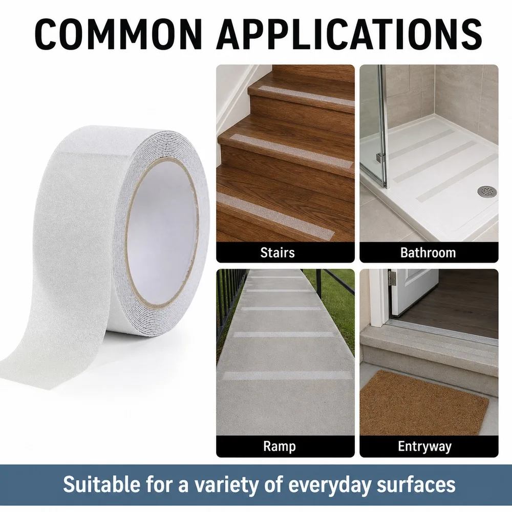 Transparent Anti-Slip Waterproof Tape for Stair Treads and Floors - 5m Heavy Duty Grip Tape
