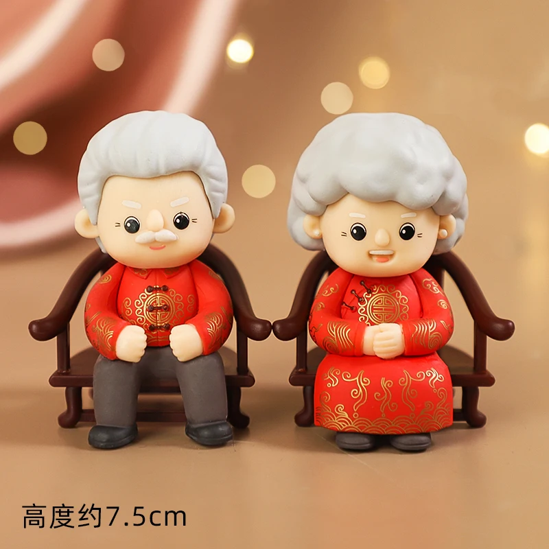 Grandparents Birthday Party Cake Decorations Chinese Style Cake Toppers Grandpa Grandma Ornaments Old Man Wedding Anniversary