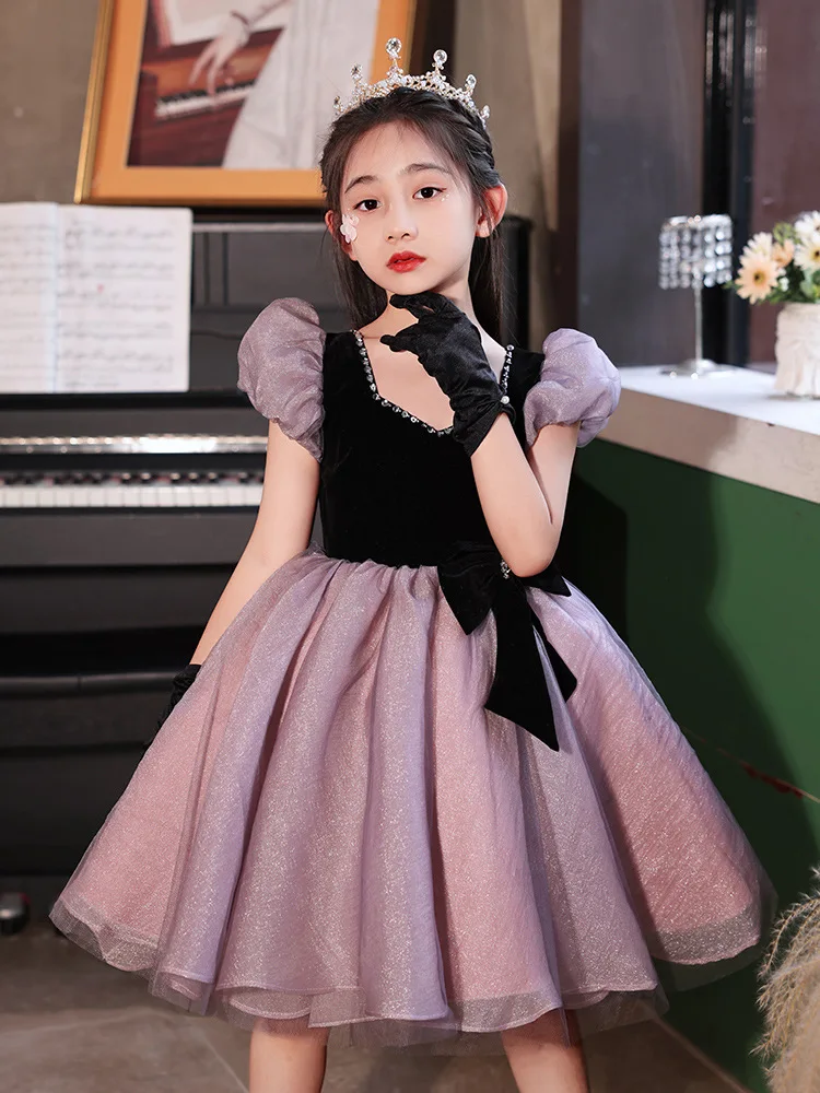 

2024 Luxurious Party Dress for Girls Children Beading Ballet Ball Gown for Gala Teenage Girl Princess Piano Performance Dresses