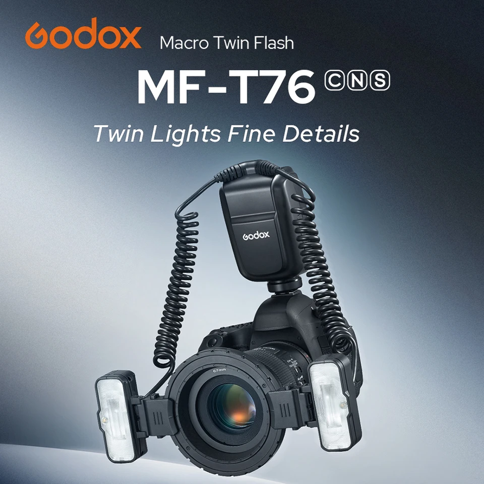 Godox MF-T76 S/C/N TTL 매크로 트윈 플래시 듀얼 헤드 스피드라이트 HSS 1.2초 재활용 Godox X 시스템 (캐논, 니콘, 용)