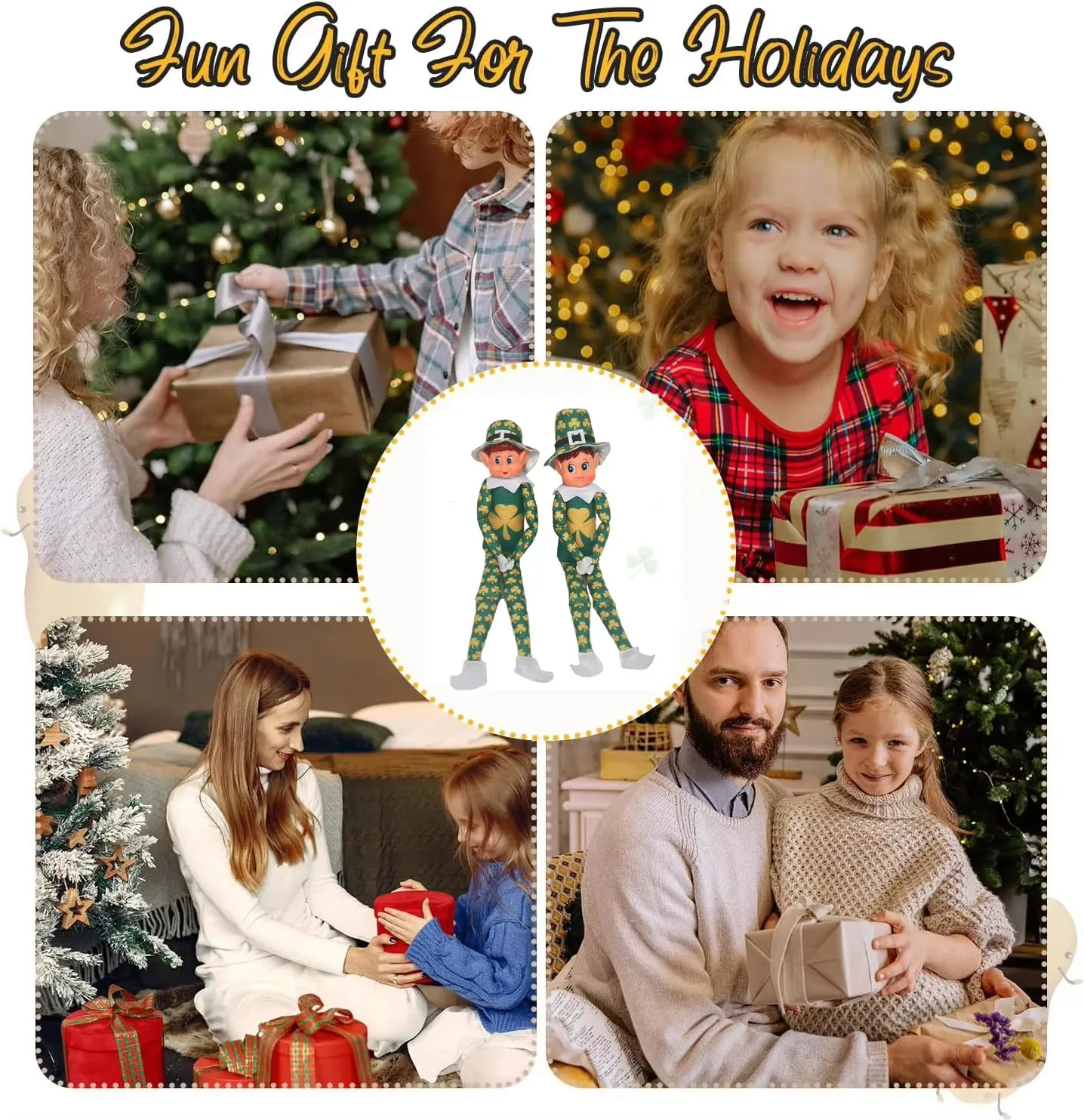Christmas Decorations 35CM Irish Festivals Green Lucky Clover Christmas Elf Doll Boy and Girl Ornament Gift Christmas Decoration FestivalsGift