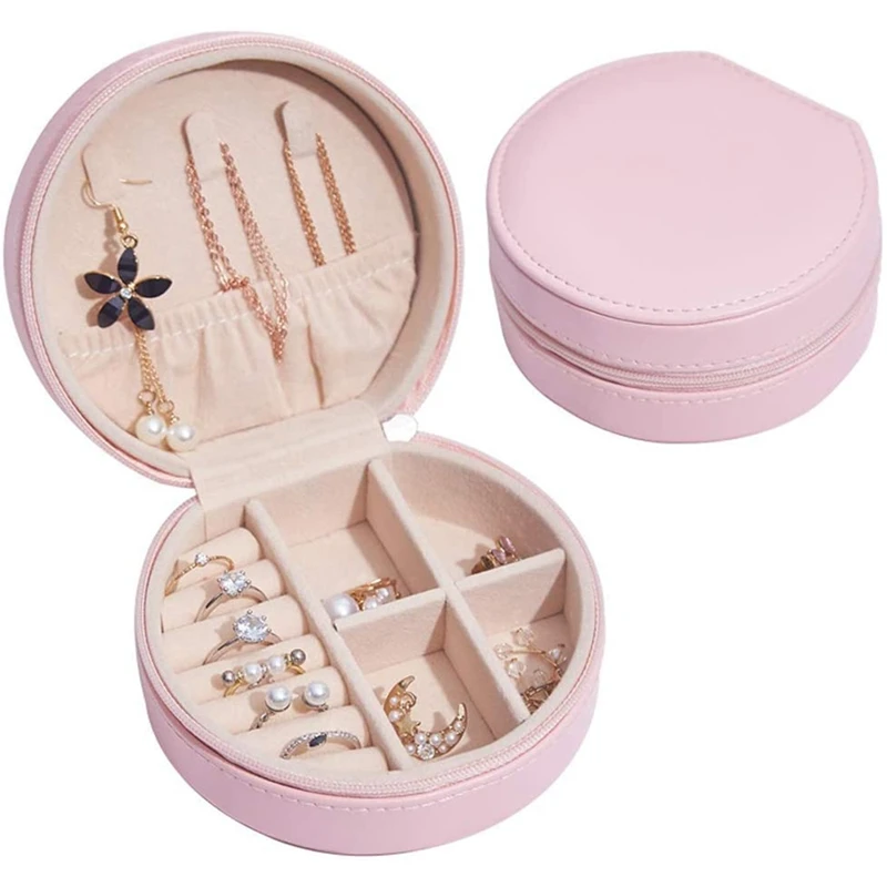 Random Color Round Jewelry Storage Box Portable Travel Small Earrings Ring Boxes