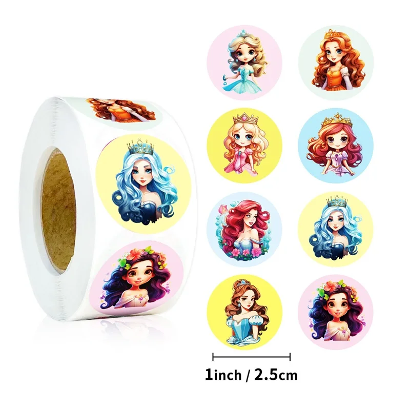 

500PCS Cartoon Princess Sticky Paper Sticker Labels Thank You Sticker Sealing Stationery Supplies DIY Decoration Scrapbooking