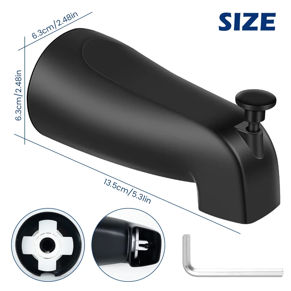 Bathtub Spout with Diverter Slip Fit Zinc Alloy Bathtub Faucet Replacement Easy Installation Tub Spout Home Hotel Bathroom 6