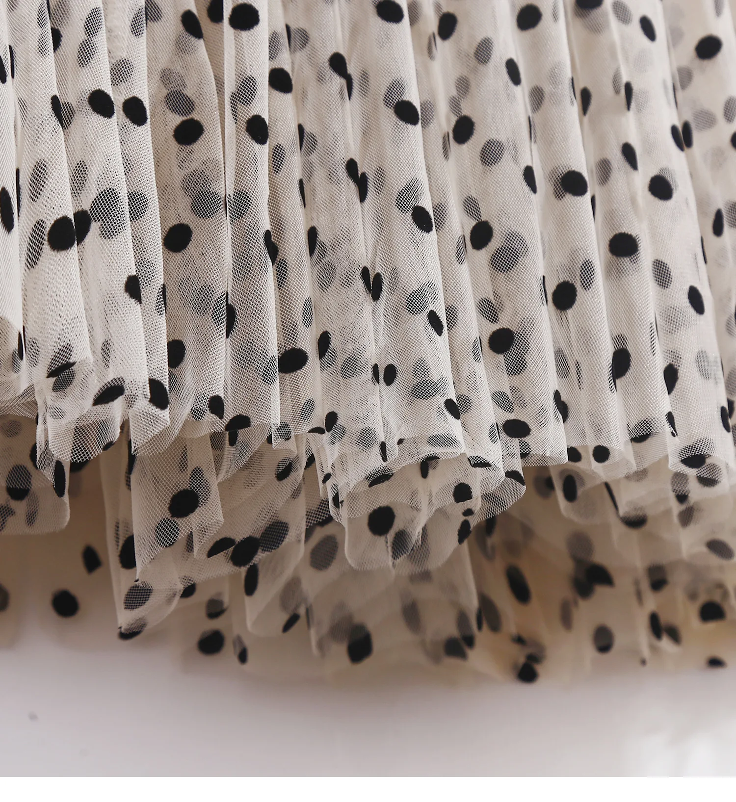 Boho Queens Women Polka Dot High Waist Pleated Ball Gown Maxi Skirt Fashion Mesh Loose Puffy Umbrella Fairy Cake Skirts