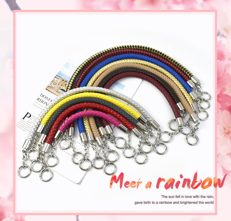 Short PU Leather Braided Rope Handles for handbag Shoulder Bag Strap bags belt  Replacement Detachable DIY Accessories 30-60cm