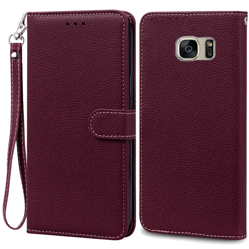 Luxury Leather Wallet Flip Case - Soft Protective Cover for Samsung Galaxy S7 Edge