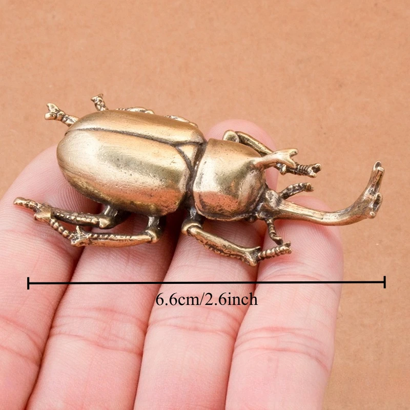Enchanting Solid Brass Beetle Ornaments - Whimsical Unicorn Fairy Copper Insects
