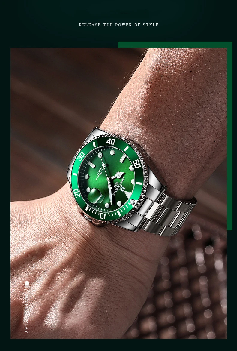 2022 New Mens Watches Top Brand Luxury Fashion Green Watch Men Luminous Waterproof Date Clock Sport Mens Quartz Wristwatch