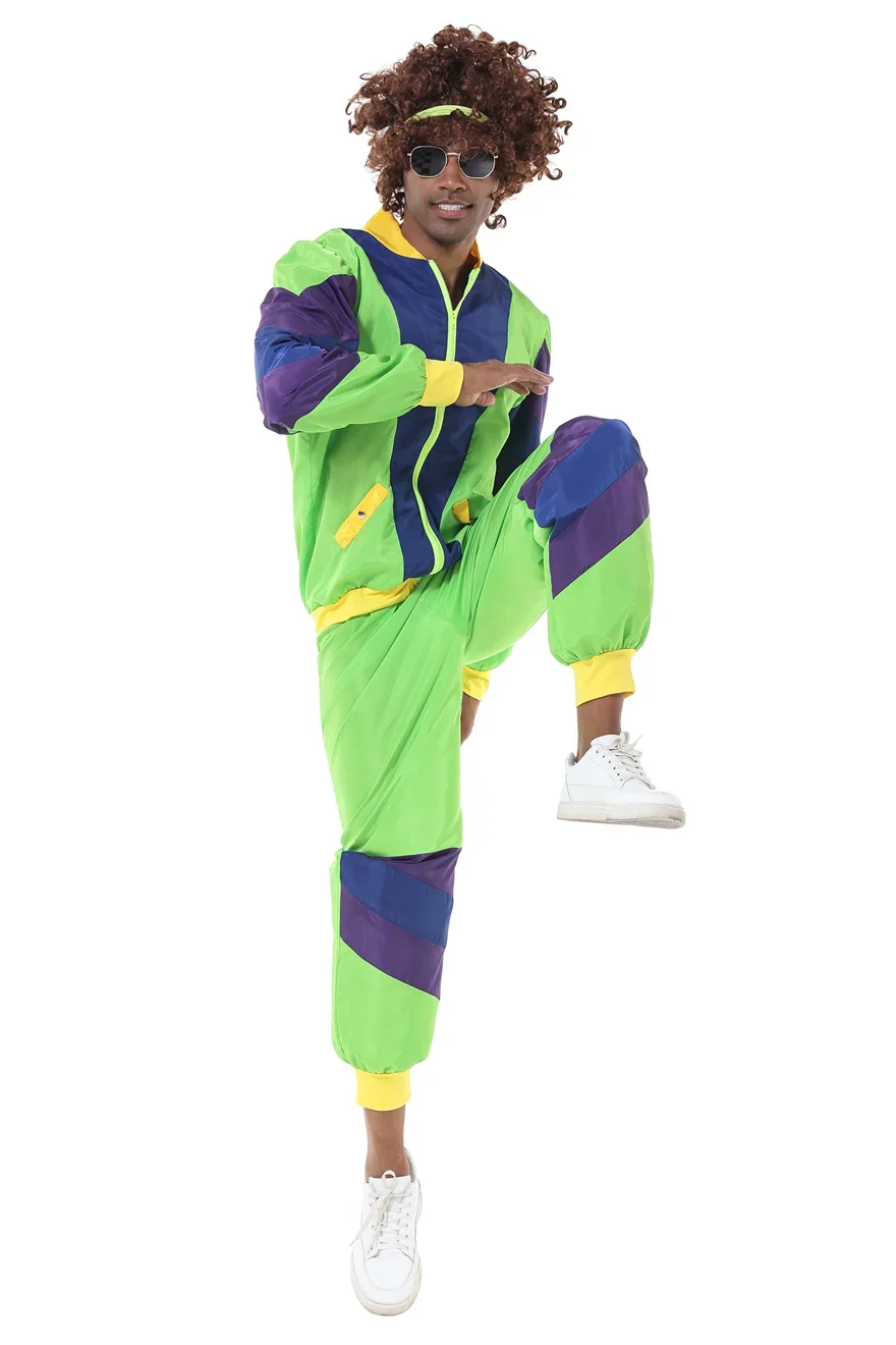 Personalized Hip Hop Rock Adult Men's 80s Retro Sportswear Hippie Disco Cosplay Costume Rave Suit Party Performance Dance Clothe
