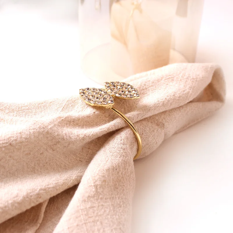 6/12 Pcs Metall Serviette Ringe Halter, Blatt-Gold Serviette Ring, für Hochzeit Party Abendessen Tisch Dekoration – Detail 7