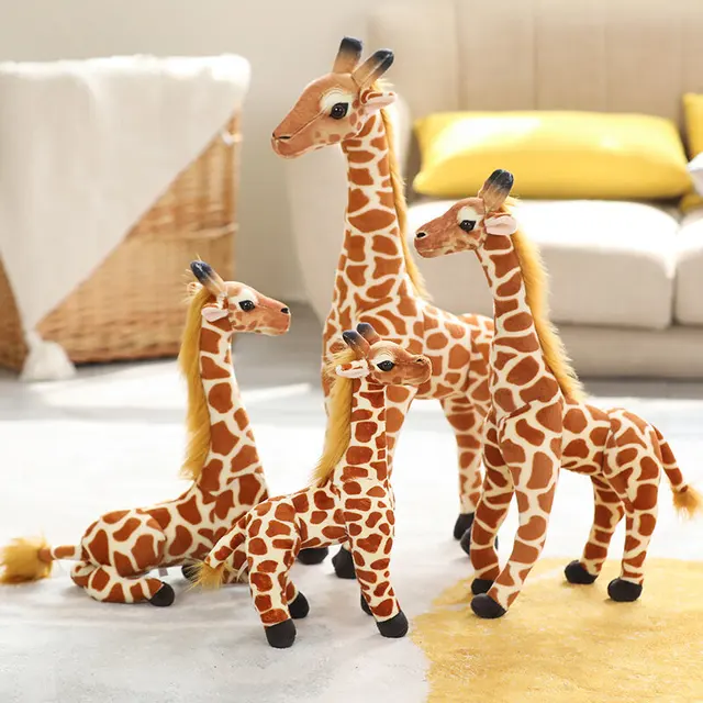 30-60cm Real Life Giraffe Simulation Plush Toys Jungle Wild Animal Stuffed Dolls Room Decor Plushies Children Boy Birthday Gift 2