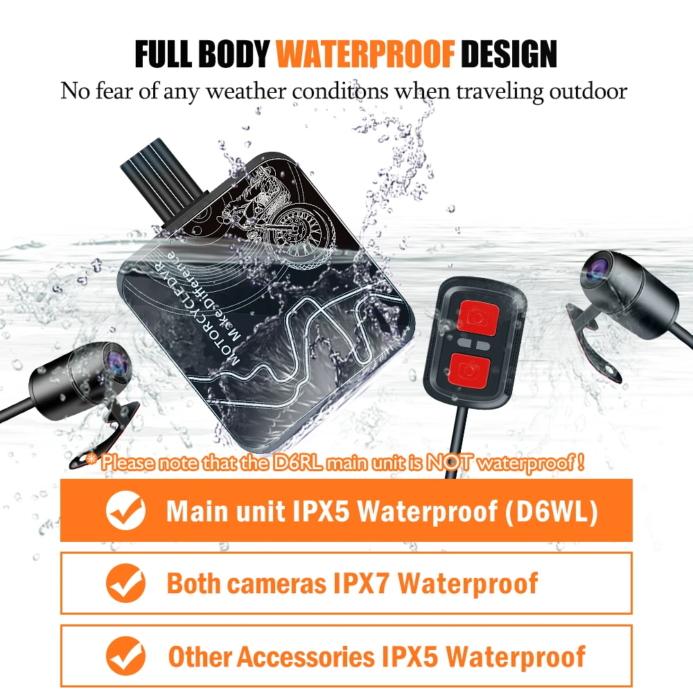 SYS VSYS Dual Motorcycle DVR 1080P Action Camera Recorder Front & Rearview Waterproof Motorcycle Dash Cam Black Night Vision Box dash cam,rearview camera