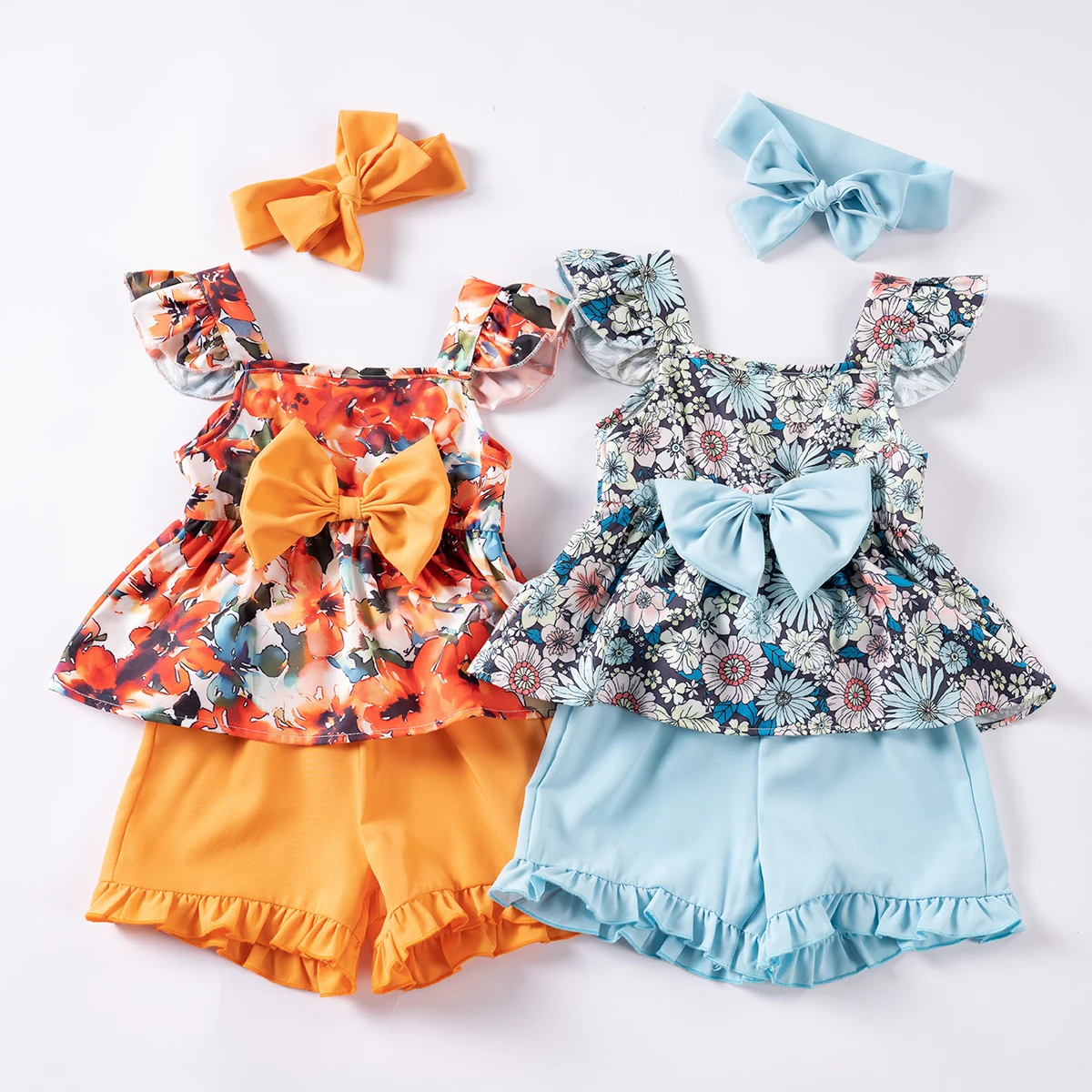 KIDS SHIRT PLAYSUIT WITH SHORT TIE SLEEVE BOTANICAL BALLADS