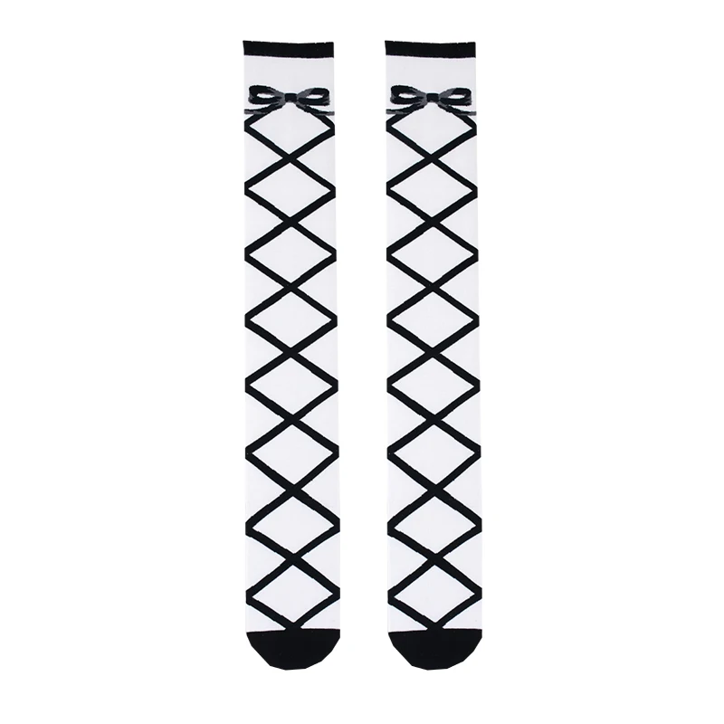 Cross Lace-up Lolita Socks for Women Spring/Summer Socks Pure Cotton Tube Socks Girls Japanese Skinny Sweet Knee High Socks
