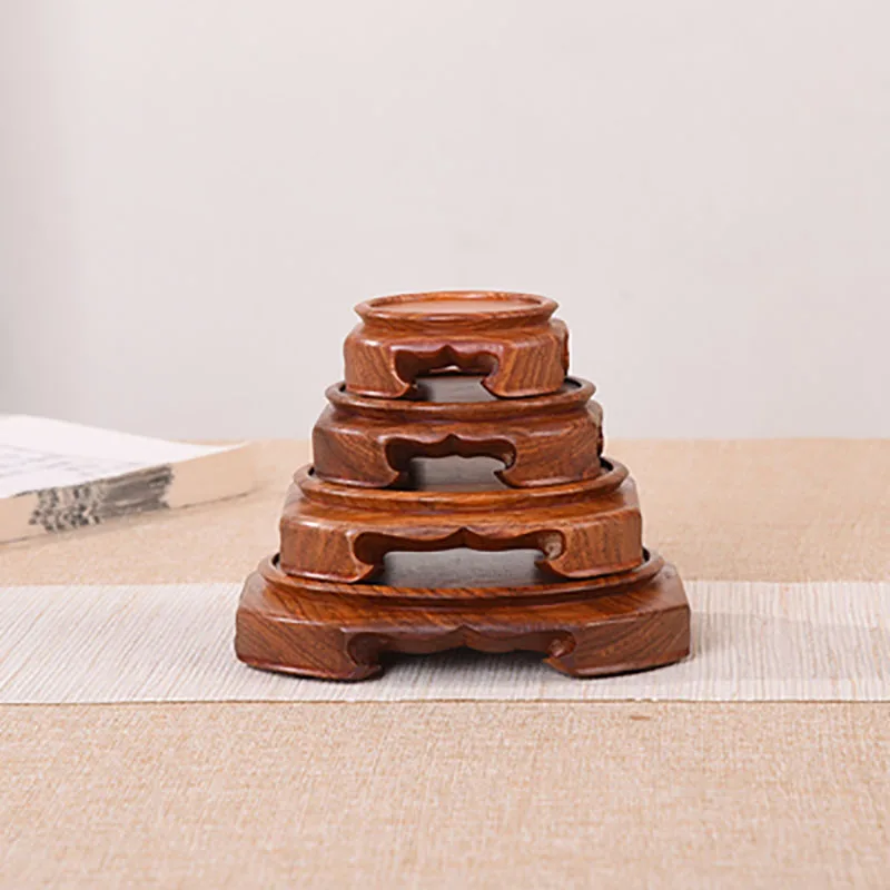 Solid Wood Base for Bonsai Tea Cup, Whole Wood Carving, Buddha Statue, Purple Sand Tea Pot, Vase, Vase, Miniature