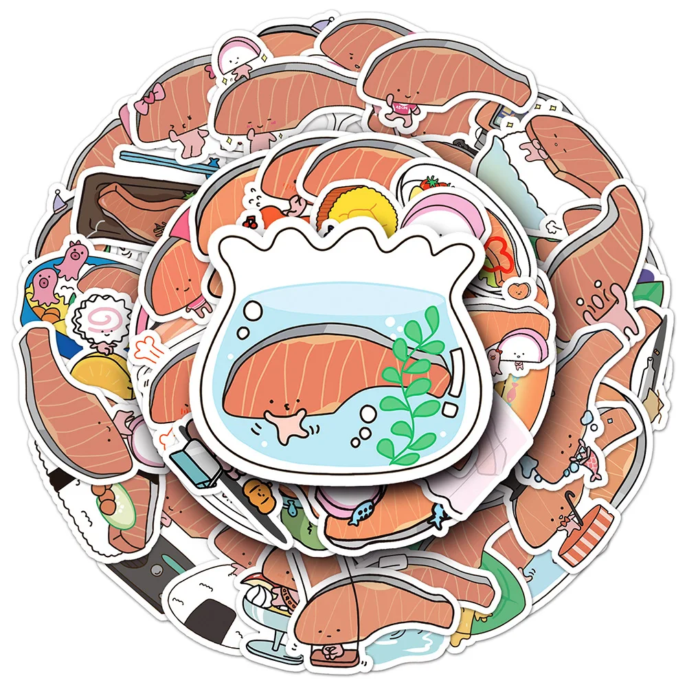 Kawaii Anime Kirimichan Stickers Love Salmon Cartoon Decals DIY Phone Case Diary Laptop 10/30/50pcs