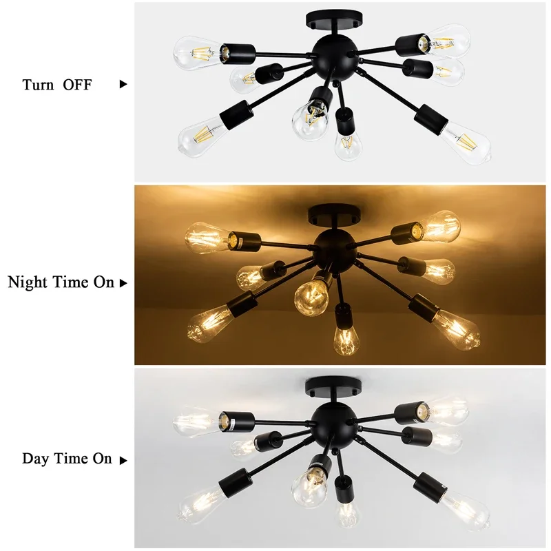 Modern Sputnik Ceiling Chandelier Satellite Hanging Lamp Lustre Light Fixture 6 8 10 Iron Spider Home Living Dining Room Decor led chandelier ceiling chandelier