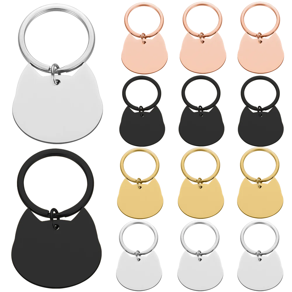

Wholesale 50Pcs Blank Cat ID Tag Cat Face Shape Lovey Pendant Collar Accessories Stainless Steel Cat Name Metal Engraved Cat Tag