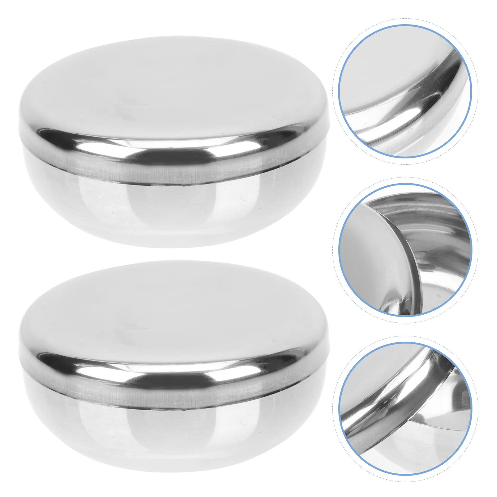

Yardwe Stainless Steel Mixing Bowl Set 2 Sets Korean Stainless Steel Rice Bowl Lid Traditional Round Unbreakable Keep Rice Or