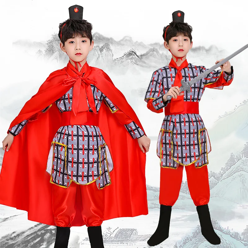 

Chinese Ancient Soldier Children's Clothing Men's and Women's Armor Opera Performance Wear General Performance Props Suit