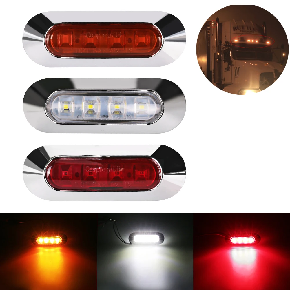 

LED Side Marker Indicator Car Lights Front Rear Tail Clearance Lamp DC 12V-24V Universial Light for Bus Truck Lorry Trailer Boat