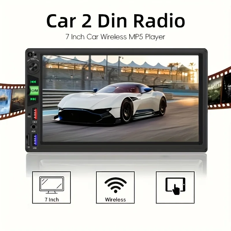 7인치 터치스크린 카 스테레오, 2 Din 헤드폰 입력, FM/USB/AUX SD 기능을 갖춘 멀티미디어 플레이어