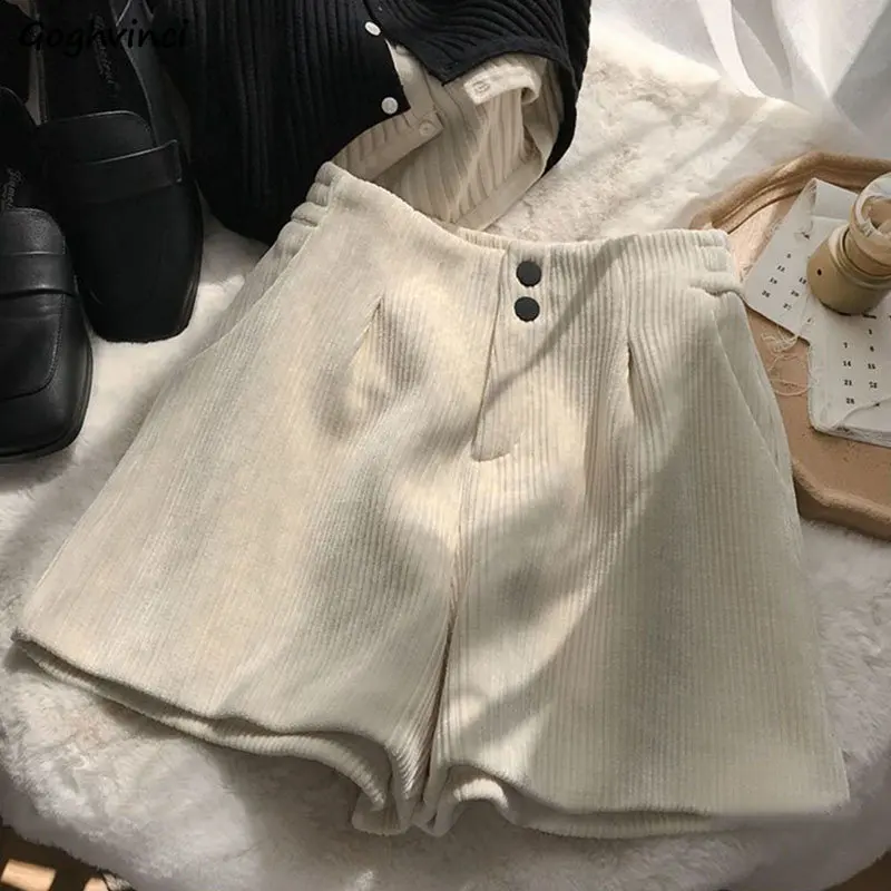 

Shorts Women All-match Thick Leisure Young Autumn Simple New Arrival Wide Leg Basic Ladies Clothes High Waisted Ulzzang Daily