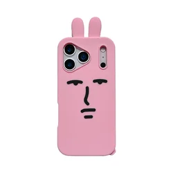 Kawaii Emoji Rabbit Shockproof 3D Cartoon Soft Silicone Case - iPhone 16 (Rabbit 1)