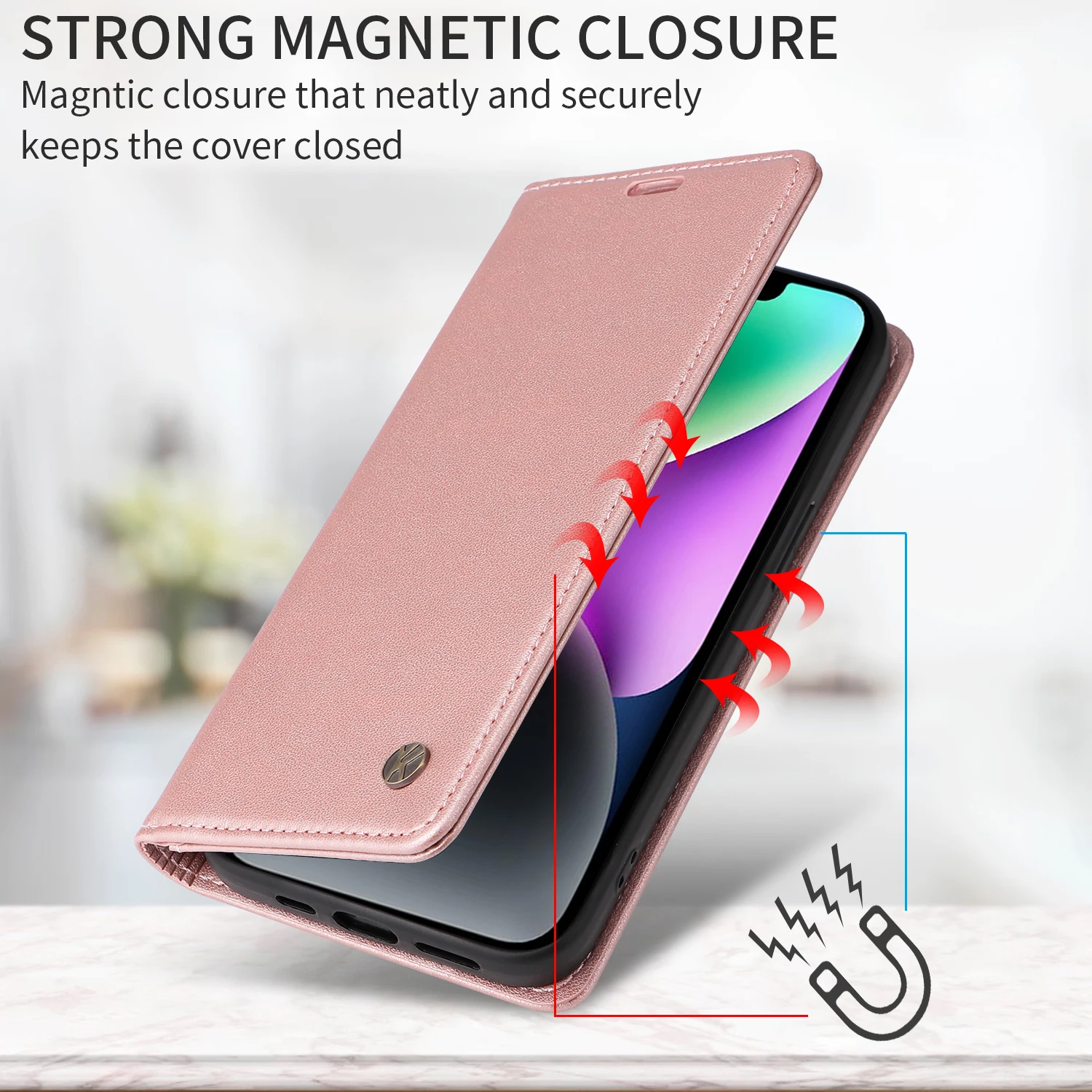 Leather Flip Wallet Phone Case with Card Slots