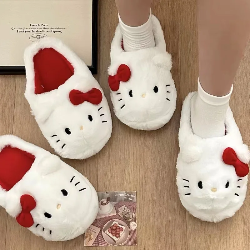 산리오 헬로 키티 슬리퍼, 귀여운 애니메이션 학생 봉제 면 슬리퍼, 방 장식, 욕실 액세서리, Y2K 면 신발, 귀여운 선물