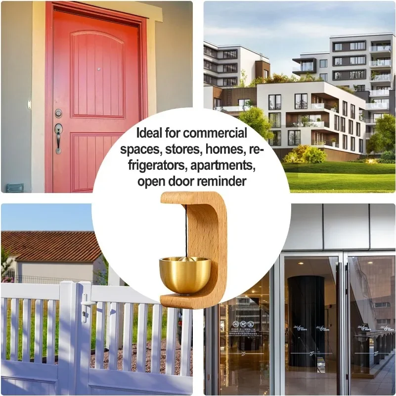 Magnetic Brass Doorbell Wireless Doorbells Solid Wooden Wind Chimes Entrance Door Bells Hanging Pendants Home Decoration Gifts 5