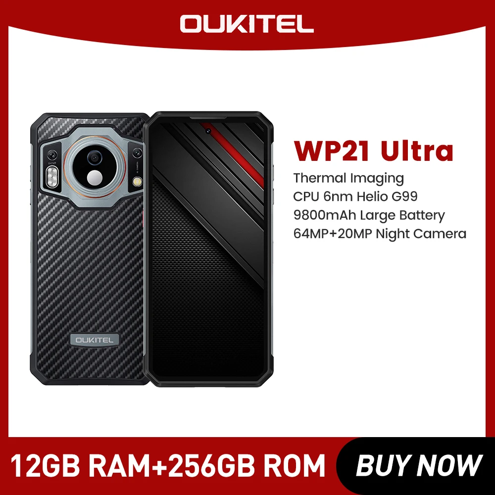 OUKITEL WP21 Ultra Rugged Smartphone 6.78'' FHD+ 12GB+256GB 9800mAh Android 12 64MP Camera Helio G99 66W Fast Charge Cellphone