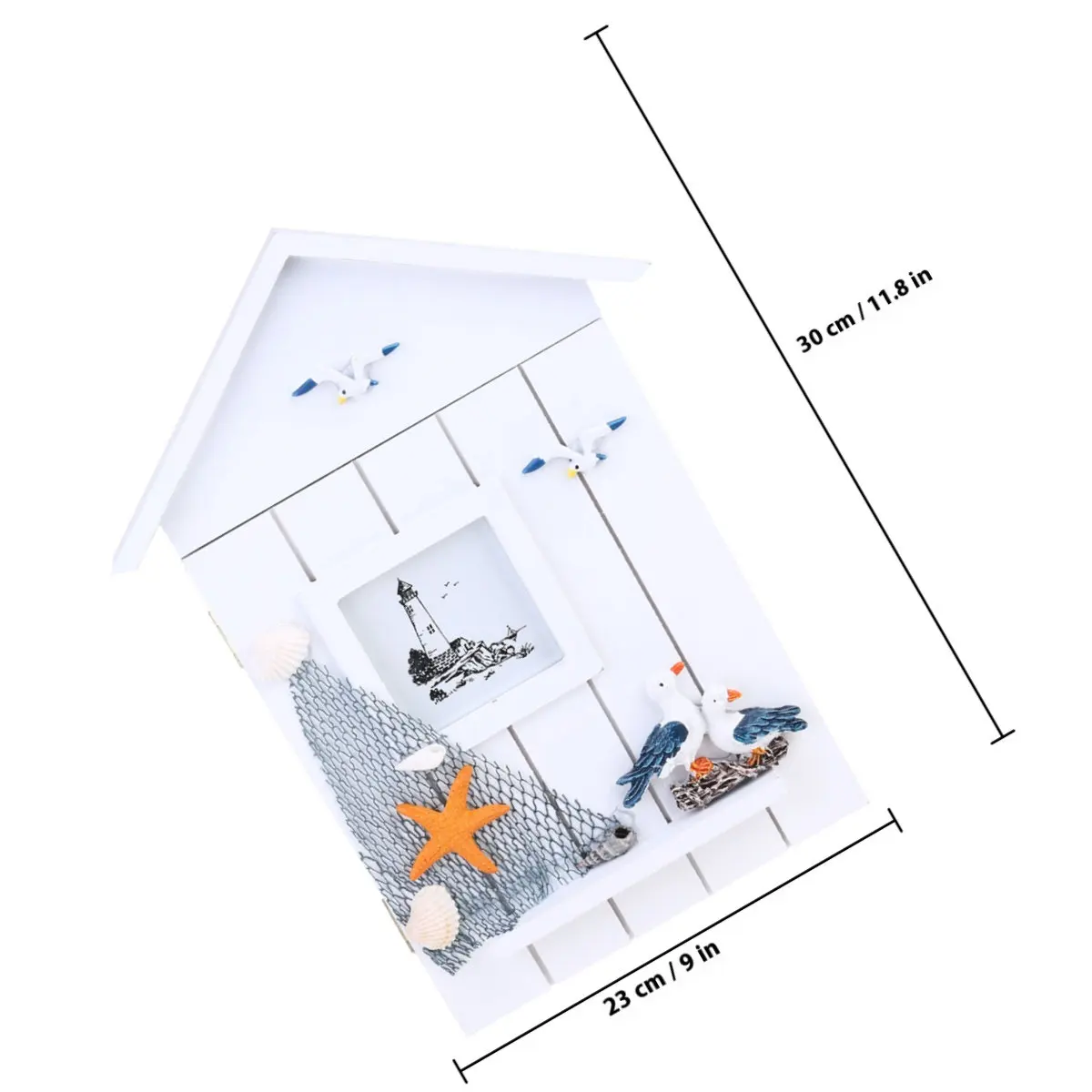 1Pcs 키 보관 홀더 나무 벽걸이형 지중해 스타일 키 박스 정리함 키 박스 나무 키 홀더