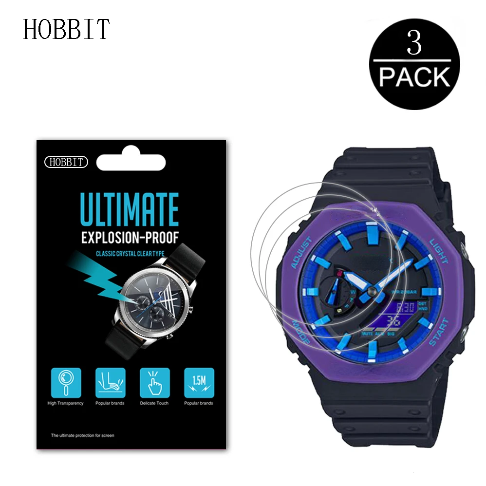 3Pcs Pellicola A Prova Di Esplosione Per Casio G-Shock Ga-2100Thb Ga-2100Th Ga-2100Ths Ga-2100 Ga-2000Gz Clear Lcd Pellicola Della Protezione Dello Sc