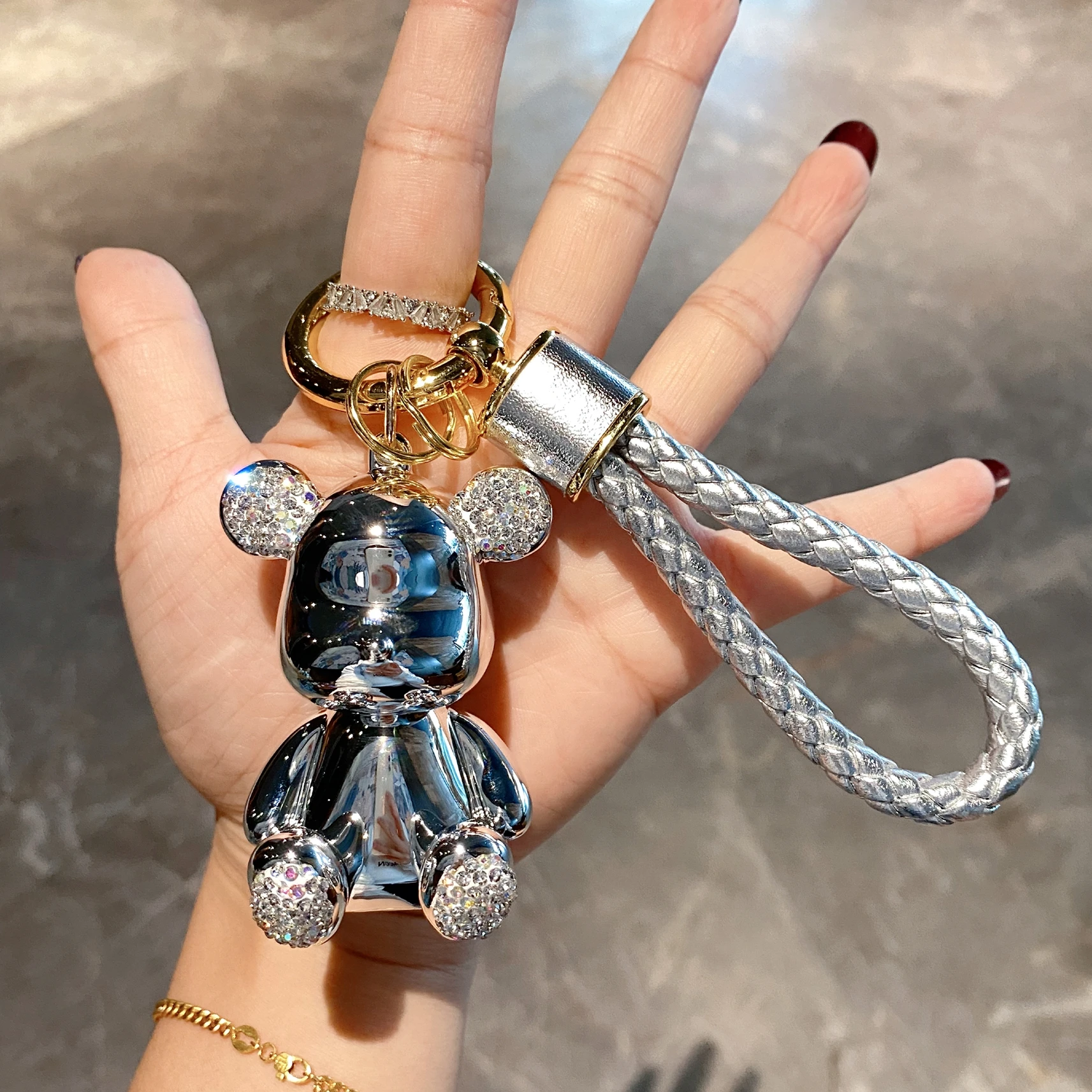 Rhinestone Bear Keychain Kawaii Car Keychain Bag Charm