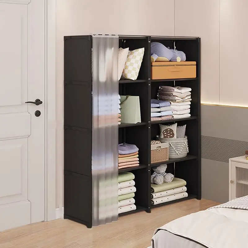 Dustproof Wardrobe High Capacity Partition Clothes Rack Closet Storage Organizer With Non-Woven Fabric Cover for Bedroom 4