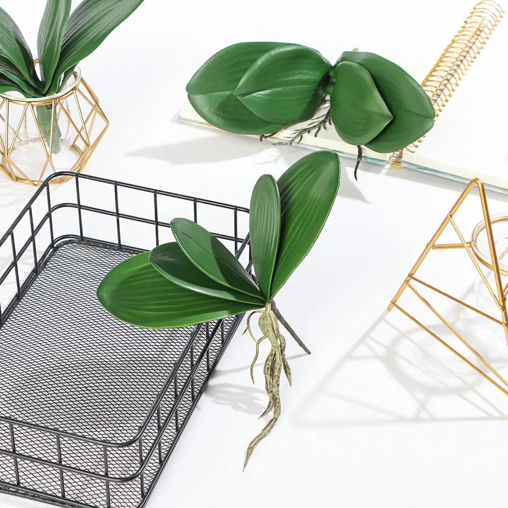 Artificial Plastic Green Orchid Leaves for Home Party Decoration