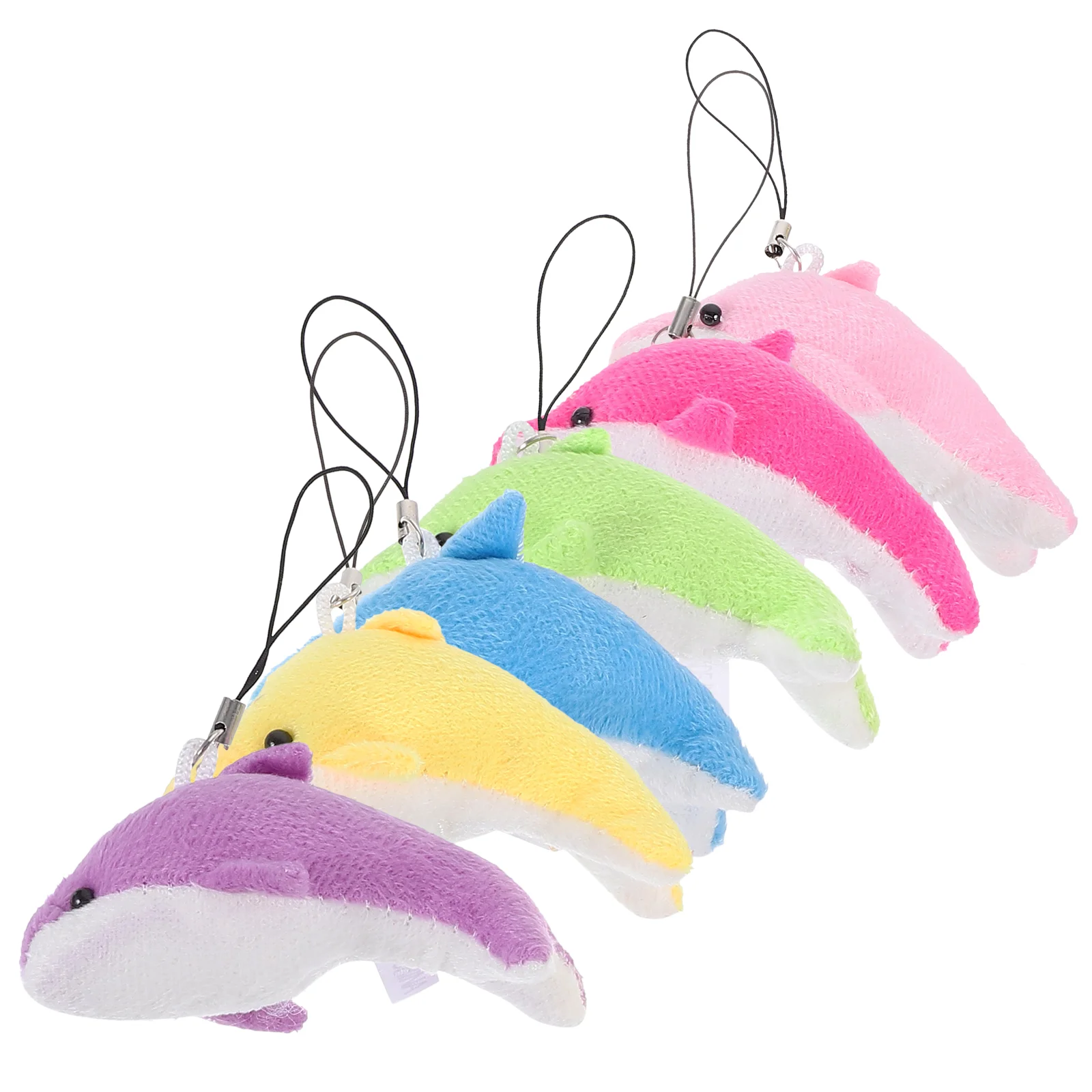 

6 Pcs Mini Stuffed Animals Bulk Keychain Charms Phone Pendant Backpack Decor Dolphin Small