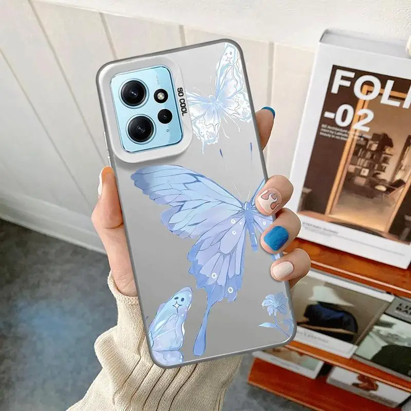 Art Schöne Schmetterlingsabdeckung Telefonhülle für Xiaomi Redmi A1 A2 Plus A3x 12 13 12C 13C 5G Poco C50 C51 C61 X3 NFC TPU Soft Shell_voghion.com